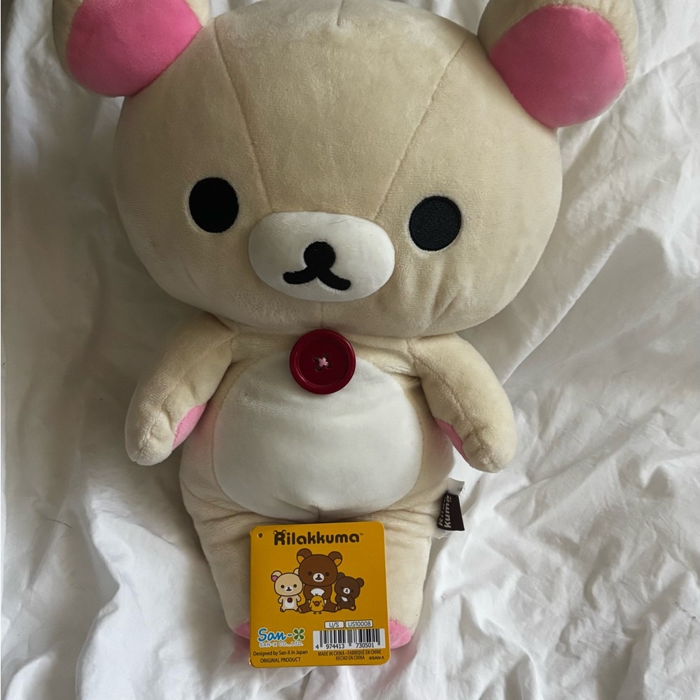 Rilakkuma Beige and Pink Plush Bear